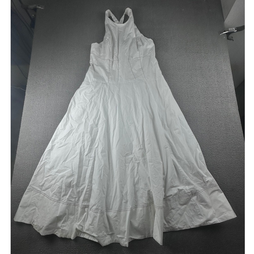 Anthropologie Dress Women L White Smocked Solid Halter Maxi Ethereal Romantic